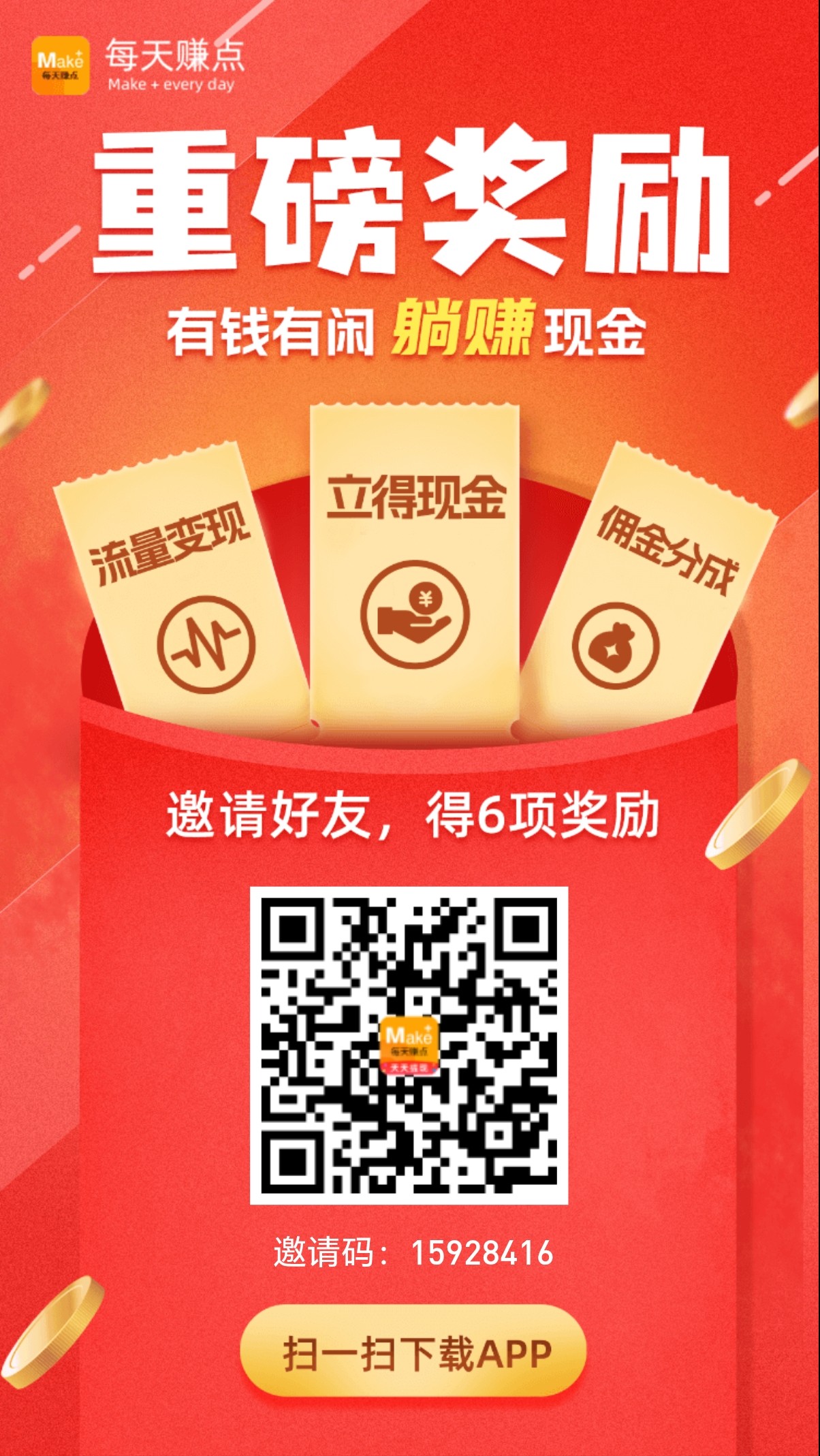 每日赚点新悬赏兼职平台，每邀请一个好友注册拆一个两元左右红包(1)