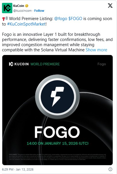FOGO空投领取将于明日在币安、Gate和KuCoin上线时开启。(3)