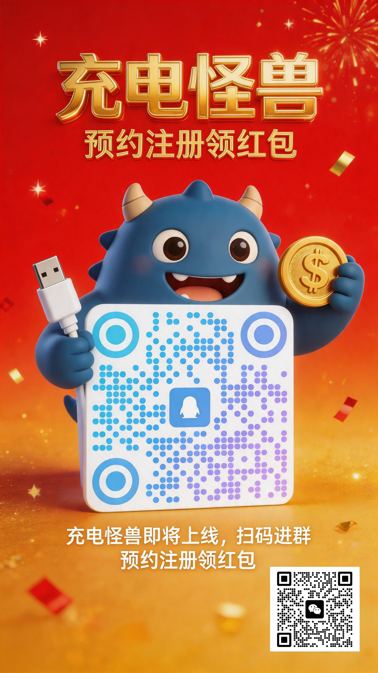 最新项目《充电怪兽》预约领红包！零撸广告开卡爬楼梯项目，推广一个人每天最高润4.77米，一个宝石开盘5米(1)